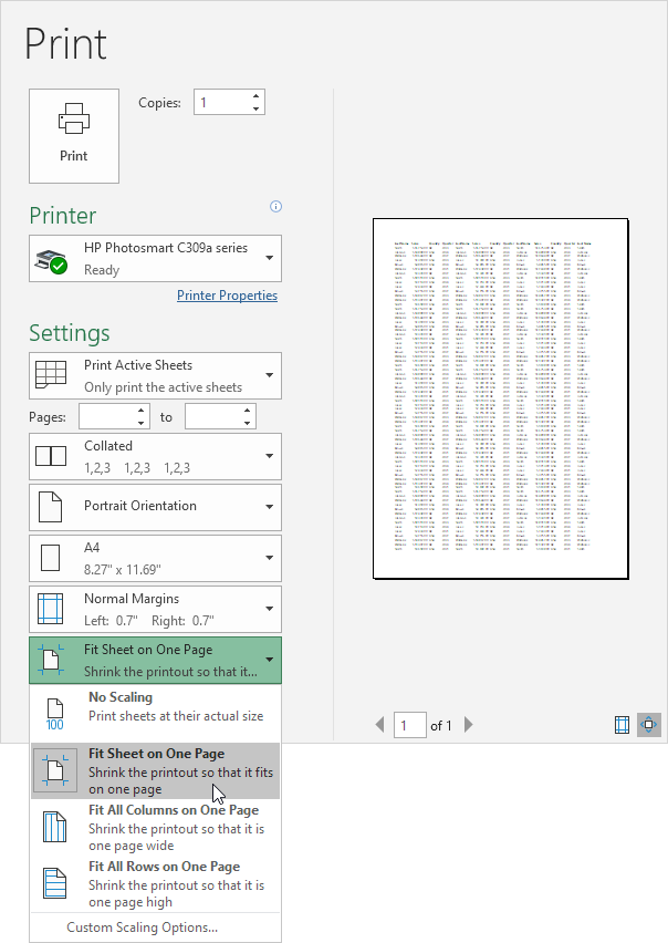 Fit Sheet on One Page