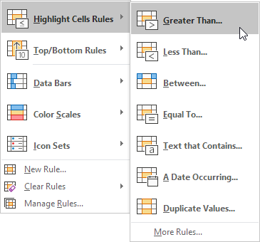 Highlight Cells Rules