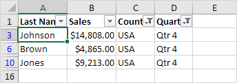 Filter in Excel