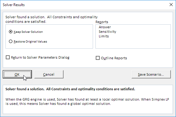 Solver Results