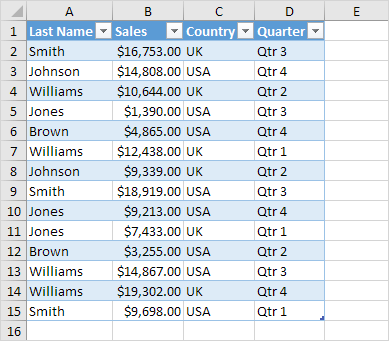 Excel Table