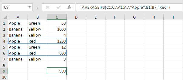 AverageIfs with Text Criteria