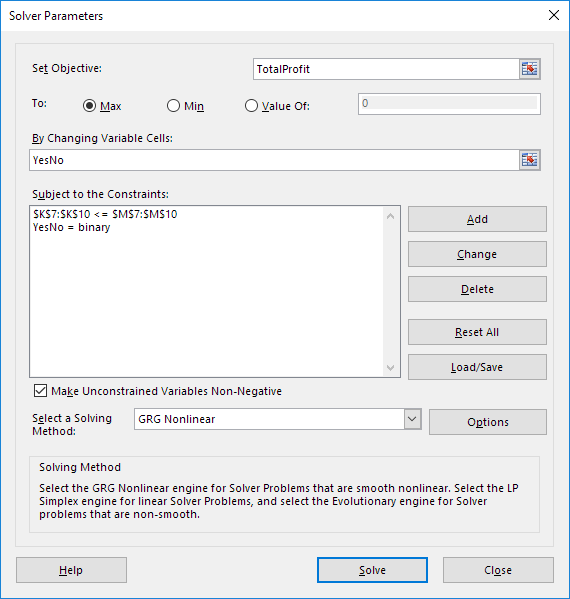 Solver Parameters