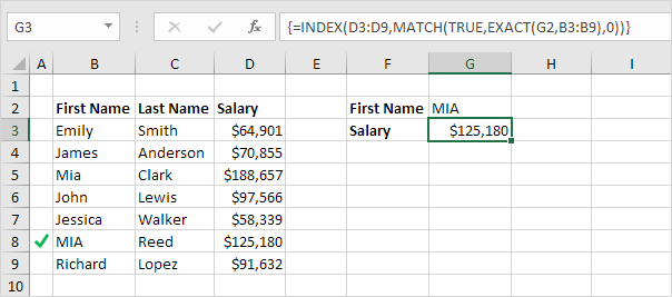 Case-sensitive Lookup in Excel