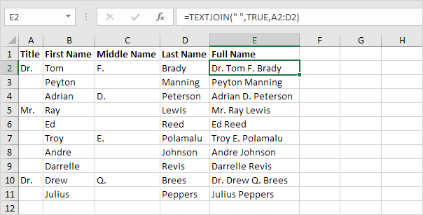 TEXTJOIN function in Excel