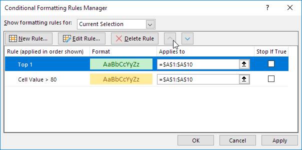 Conflicting Conditional Formatting Rules 2