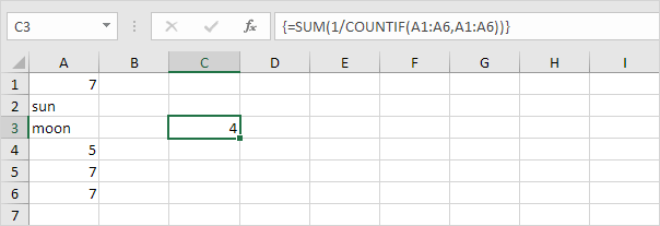 Count Unique Values in Excel