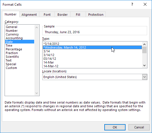 Format Cells