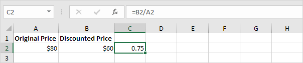 Divide Discounted Price by Original Price