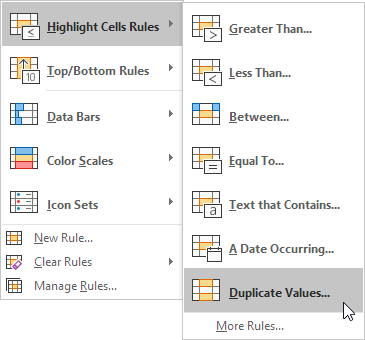 Click Highlight Cells Rules