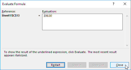 Evaluate Formula Result