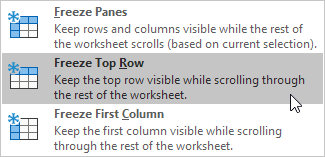 Freeze Top Row