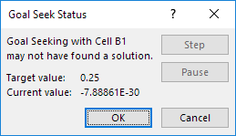 Goal Seek Status