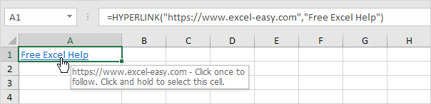 HYPERLINK function in Excel
