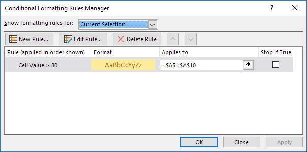 Conditional Formatting Rules Manager