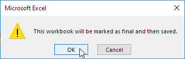 Workbook will be Marked as Final and Saved