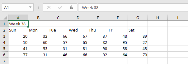 Enter a Label in Excel