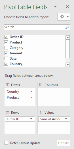 PivotTable Fields Pane