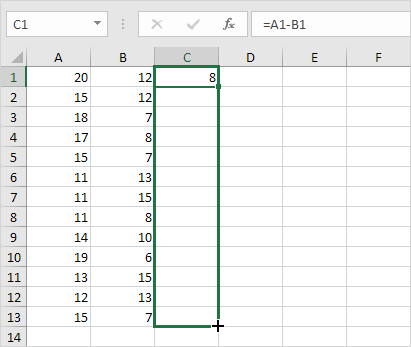 Negative Numbers to Zero Example