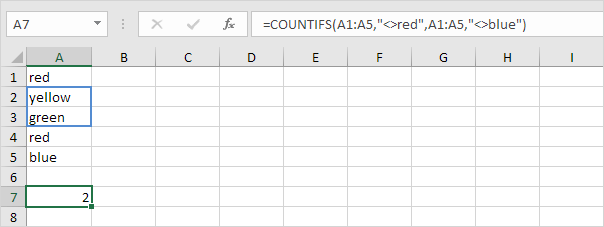 Count Cells Not Equal To Red and Blue