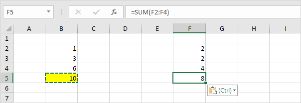 Paste Formulas Result