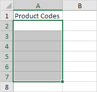 Select the Range in Excel