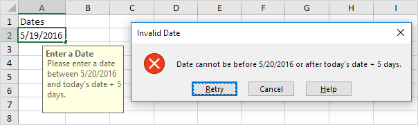 Dates Outside the Date Range are Rejected