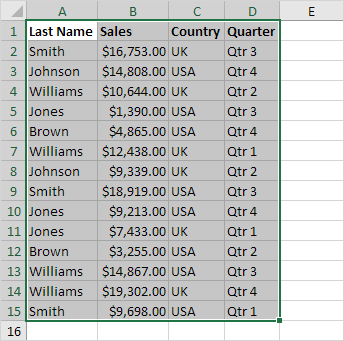 Shade Alternate Rows Example