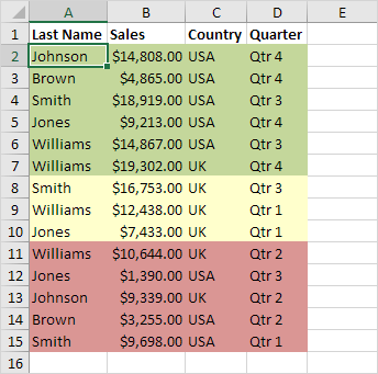 Sort by Color in Excel