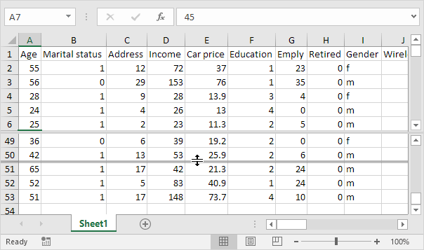 Use the Split Bar in Excel