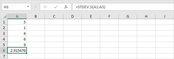 STDEV.S Function in Excel