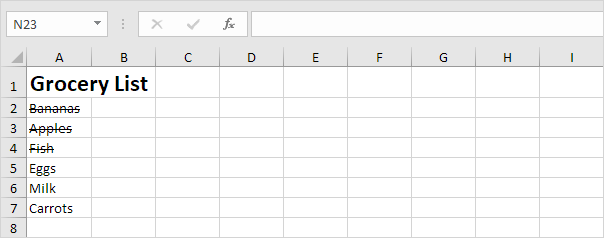 Strikethrough Effect in Excel