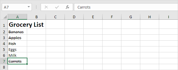 Strikethrough Keyboard Shortcut in Excel