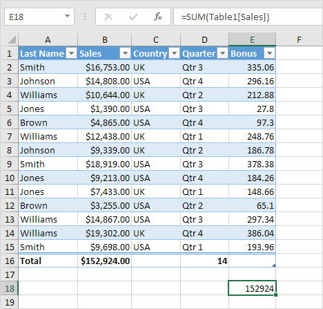 Refer to Table in a Formula