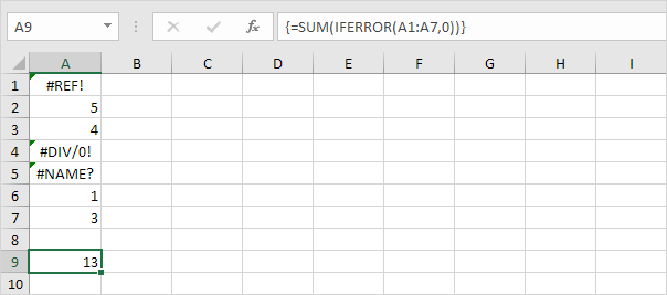 Sum Range with Errors in Excel
