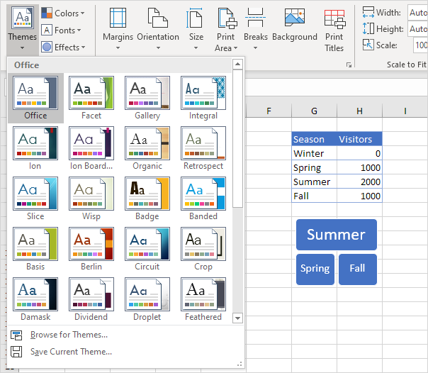 Office Theme in Excel