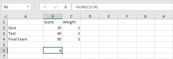 Sum Function in Excel