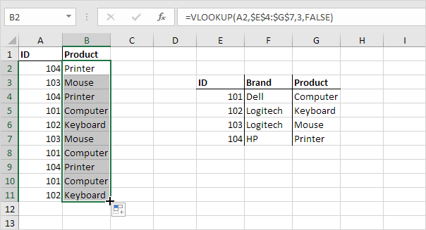 Copy Vlookup Function