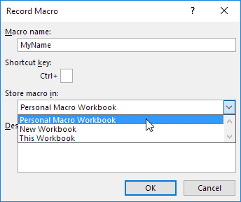 Store Macro in Personal Macro Workbook