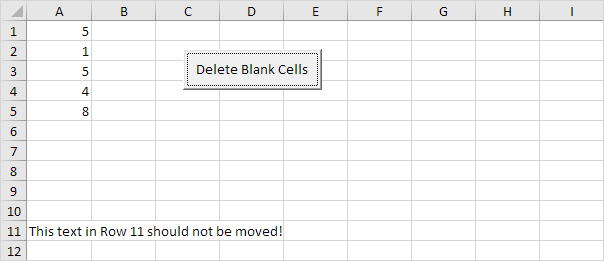 Delete Blank Cells Result