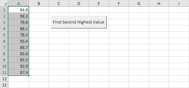 Find Second Highest Value in Excel VBA
