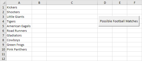 Possible Football Matches in Excel VBA