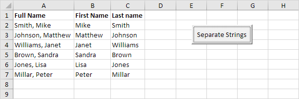 Separate Strings Result