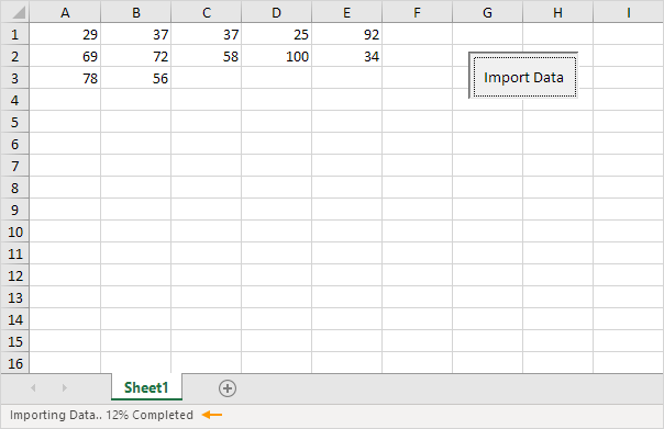 Excel VBA StatusBar Property Result