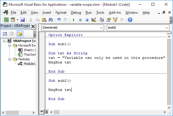 Procedure Level Scope in Excel VBA