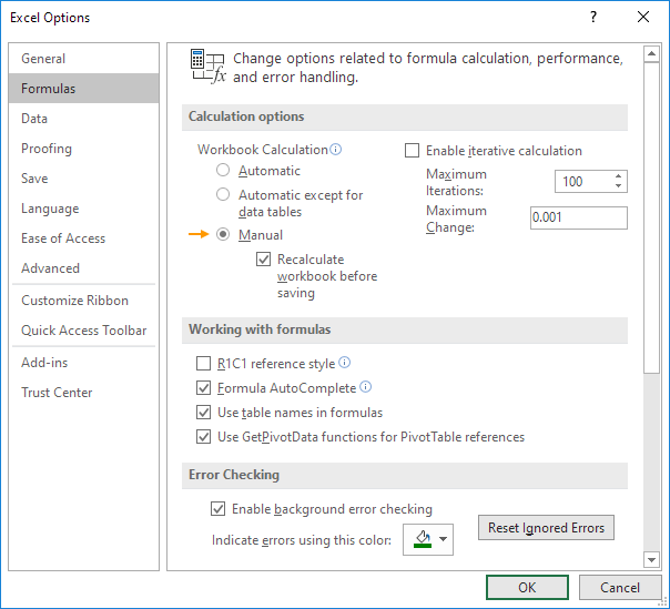 Calculation Options