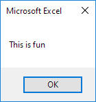 Simple Message in Excel VBA